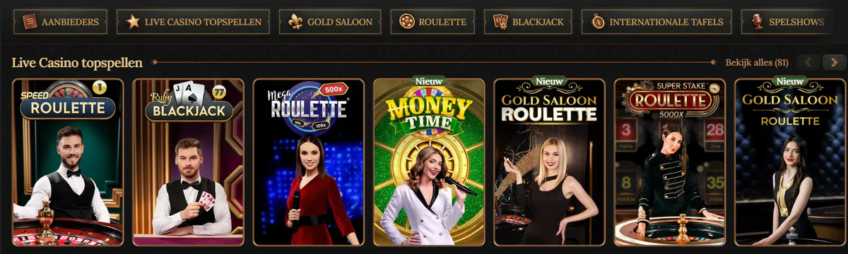 BetWest Casino live spellen
